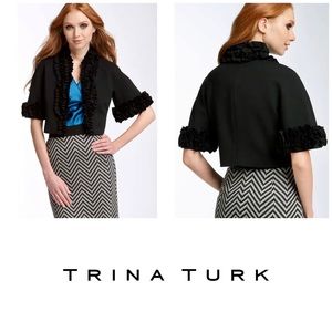 TRINA TURK Ruffle a cropped Jacket Blazer 4